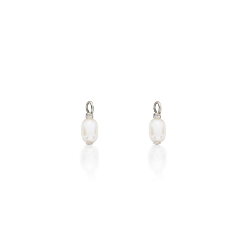Mini Pearl Charms - Pair - Silver