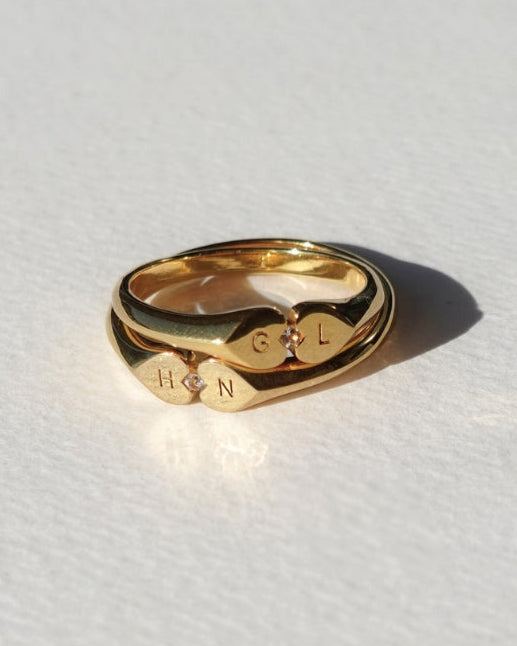 Heart Connection Signet Ring Gold Saint Valentine Jewellery