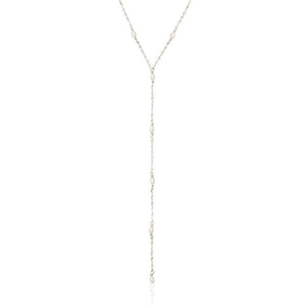 Marais Pearl Lariat Necklace - Silver