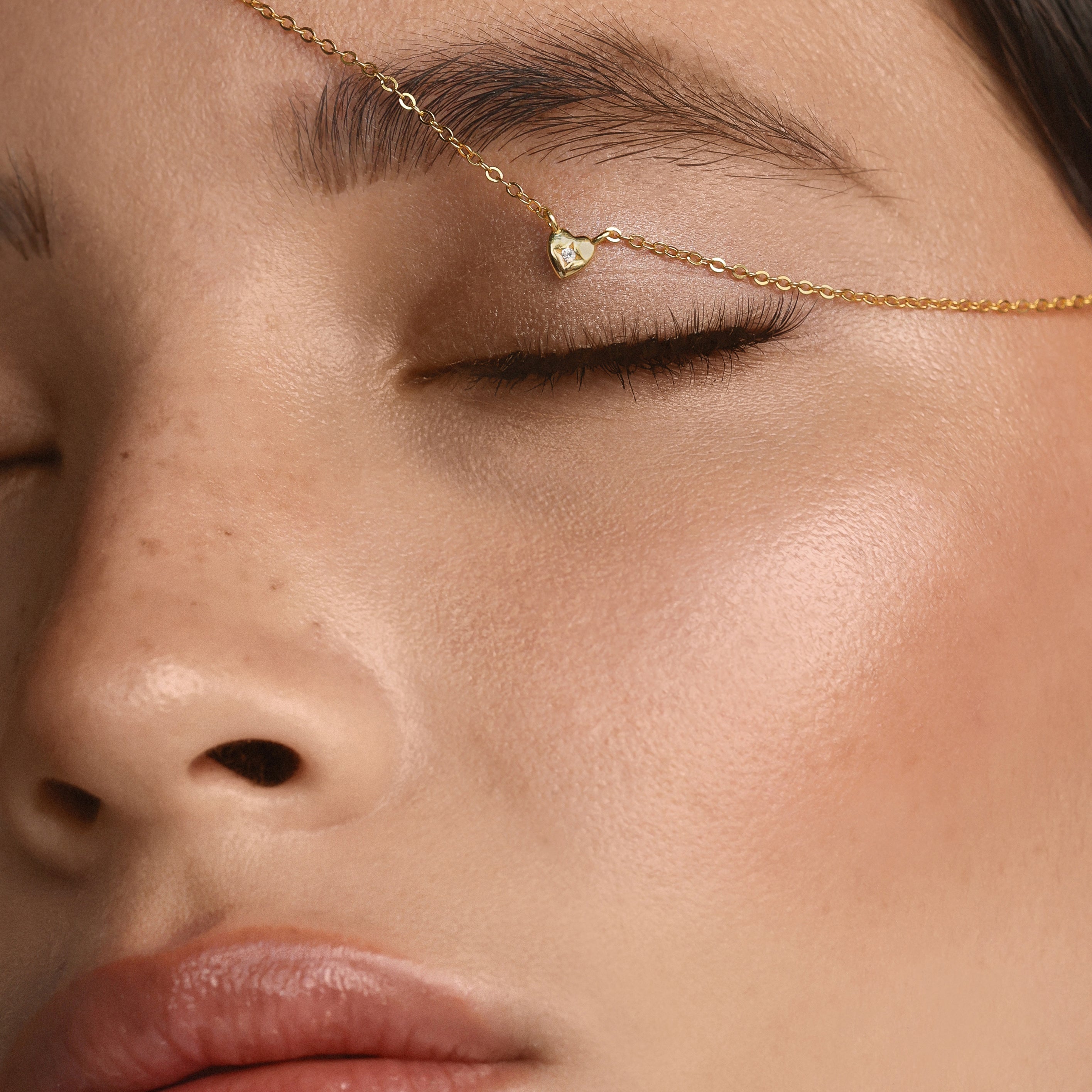 Mini Ari Heart Satellite Necklace in Gold Rose Quartz main image 0