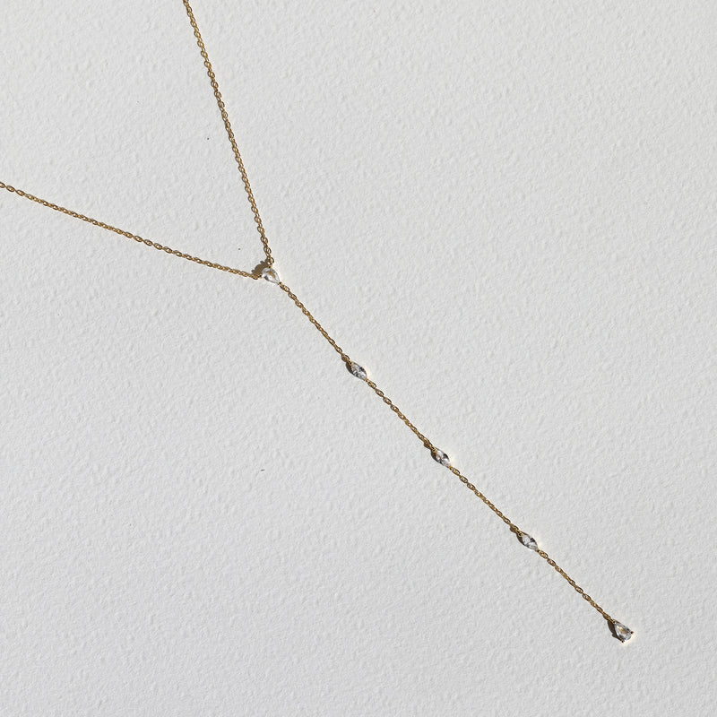 Marquise Lariat Drop Necklace - Gold