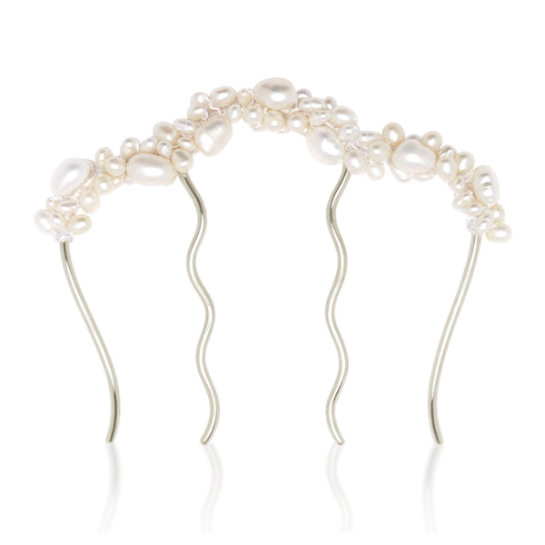 Ophelie Pearl Hair Comb - Silver