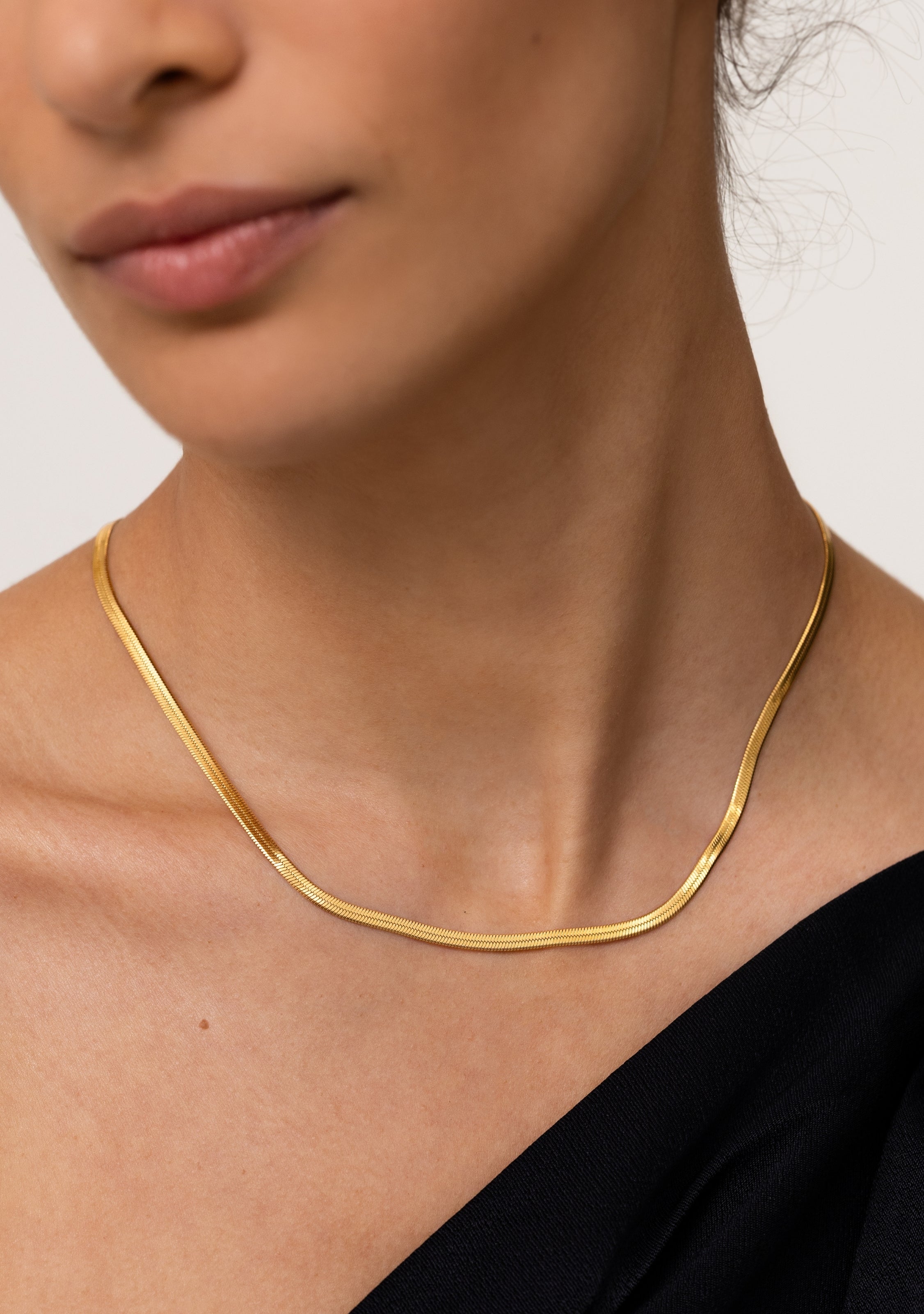 Sphinx 3mm Snake Chain Necklace - Gold | Saint Valentine Jewellery