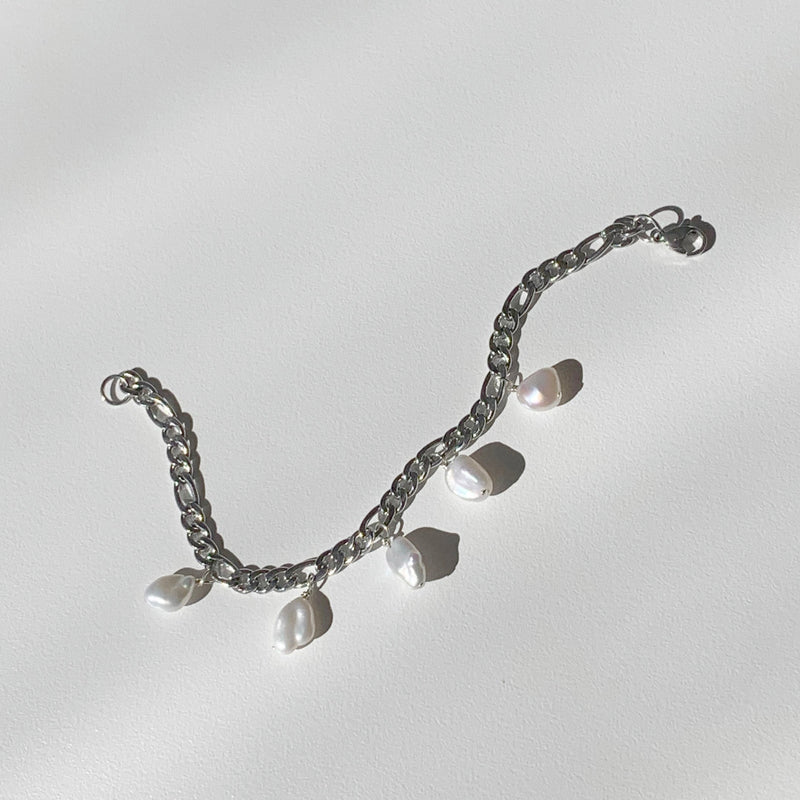 Keshi Pearl Bracelet - Silver