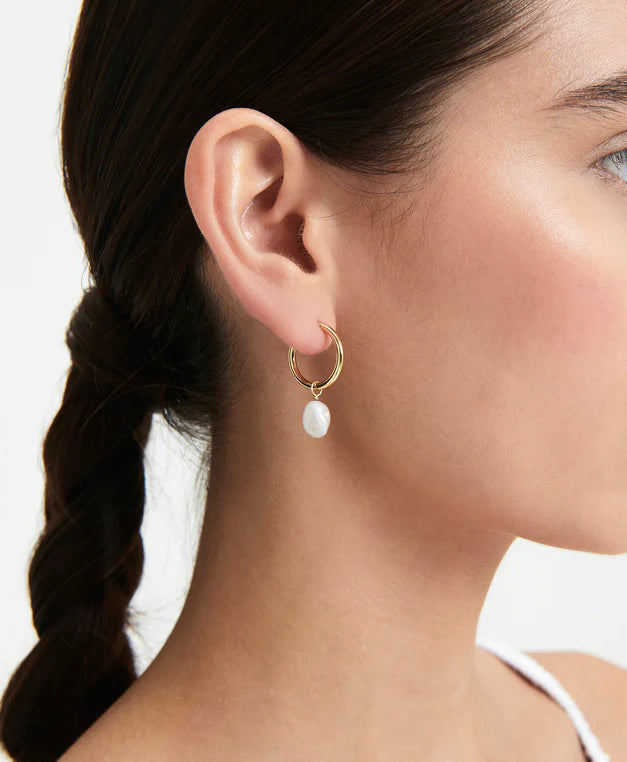Mini Keshi Pearl Hoops - Gold | Saint Valentine Jewellery | Shop Now