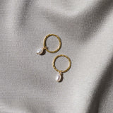 Mini Pearl Hoops - Gold
