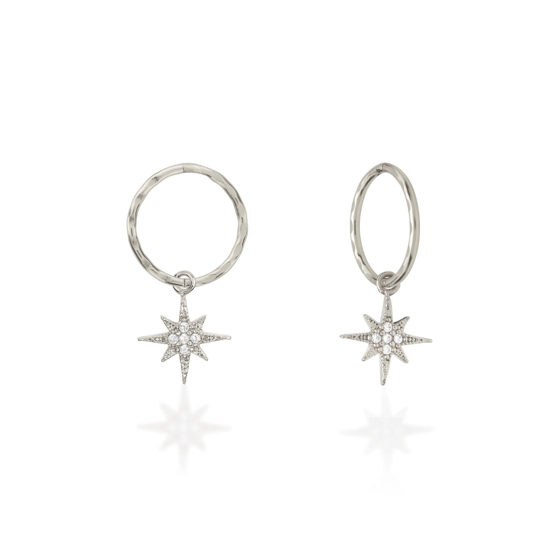 North Star Mini Hoops - Silver – Saint Valentine Jewellery