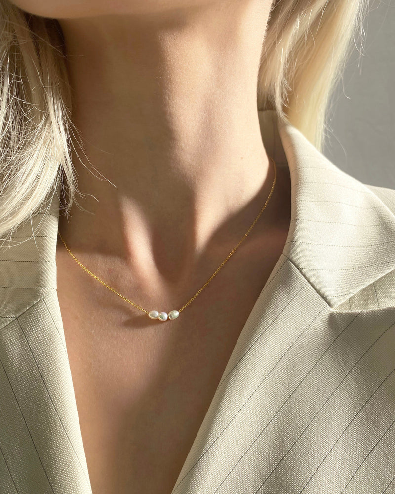 Mini Pearl Necklace - Silver